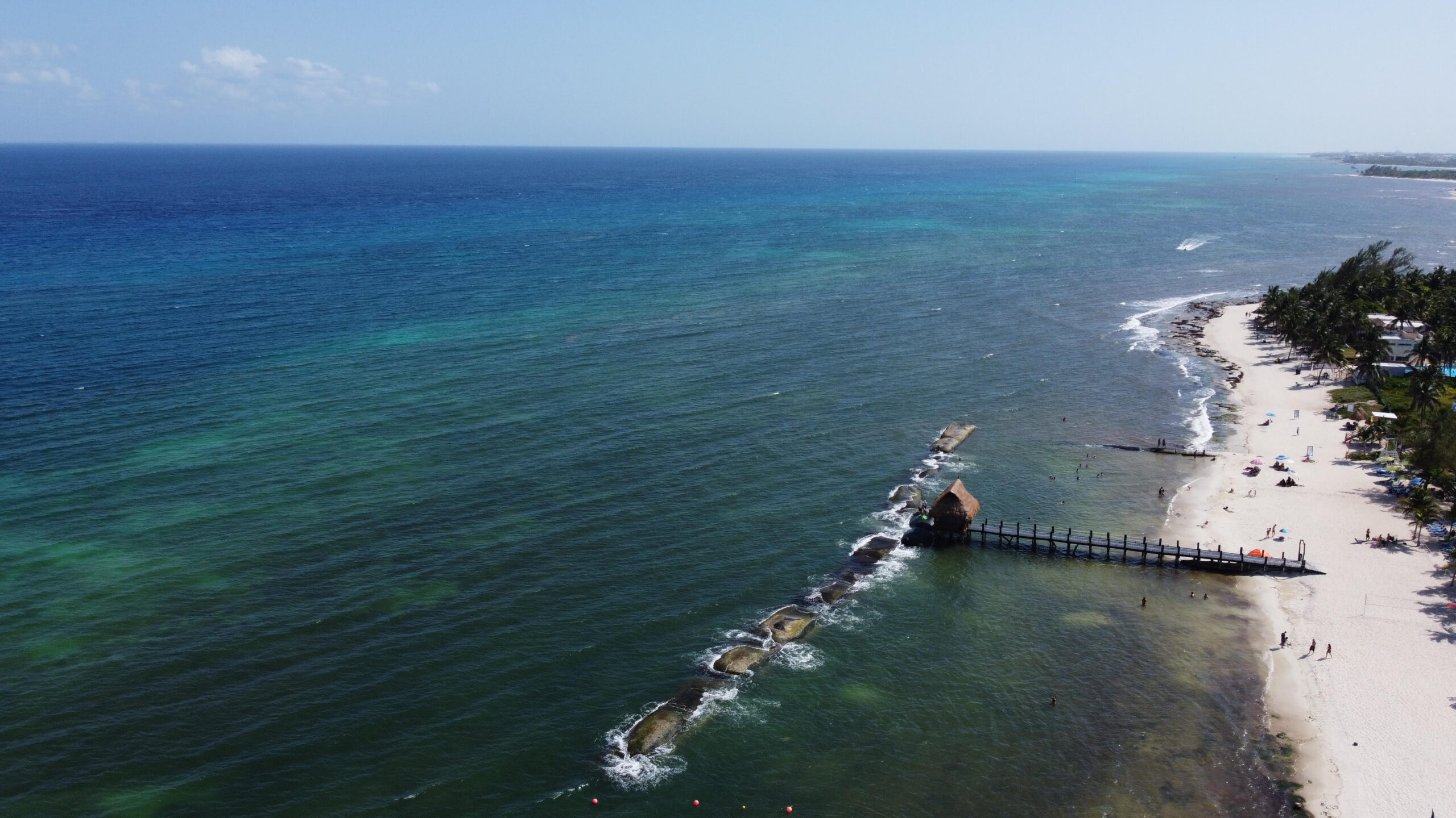 drone aerial photo of beach resort in Playa Del Carmen, Mexico